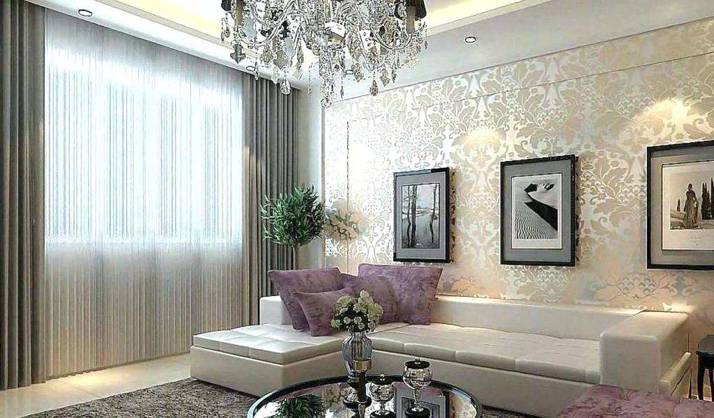 silver striped wallpaper living room