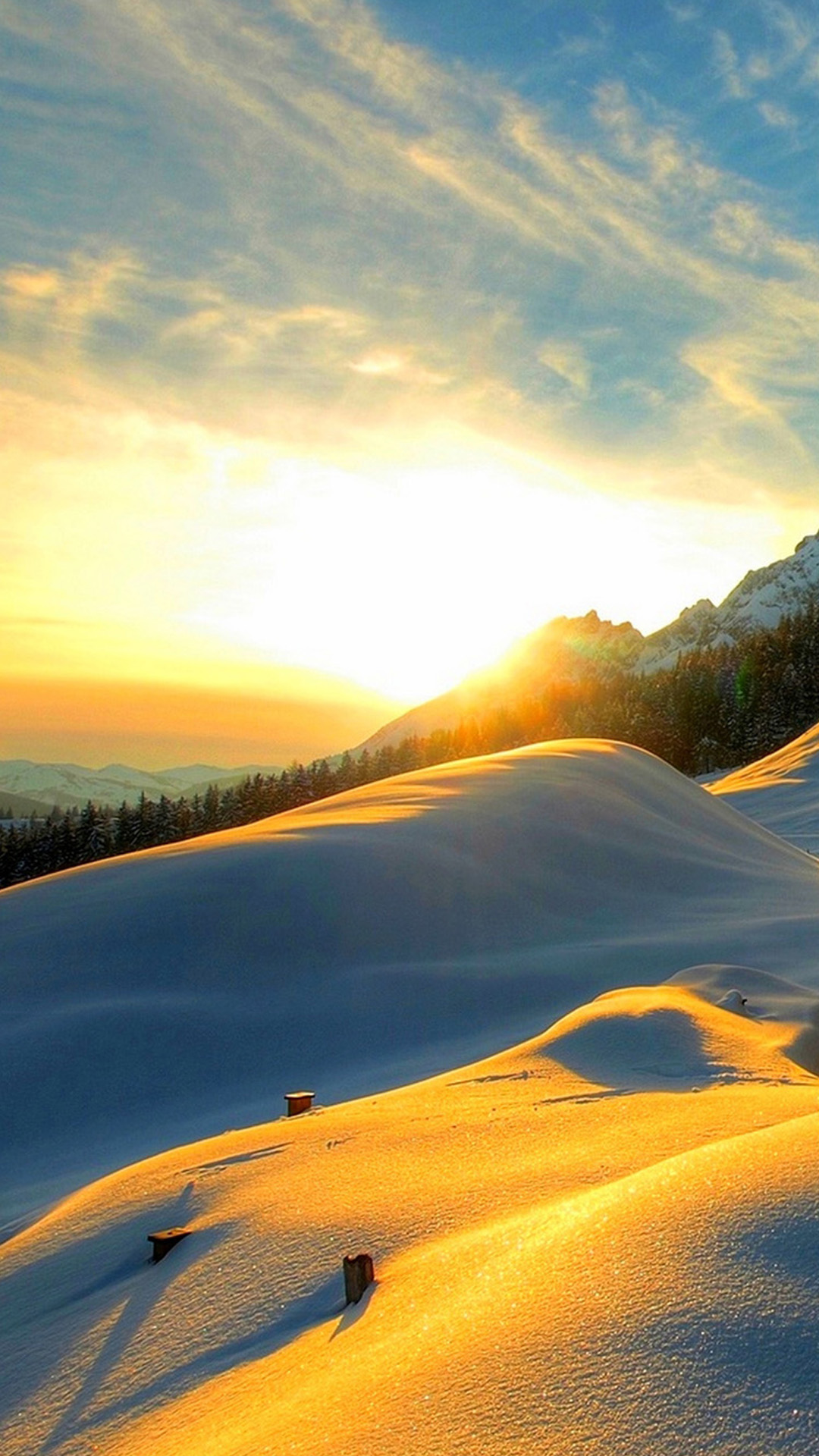 Sunshine Sunset Snow Landscape Iphone 8 Wallpaper - Most Beautiful Wallpaper Ever , HD Wallpaper & Backgrounds