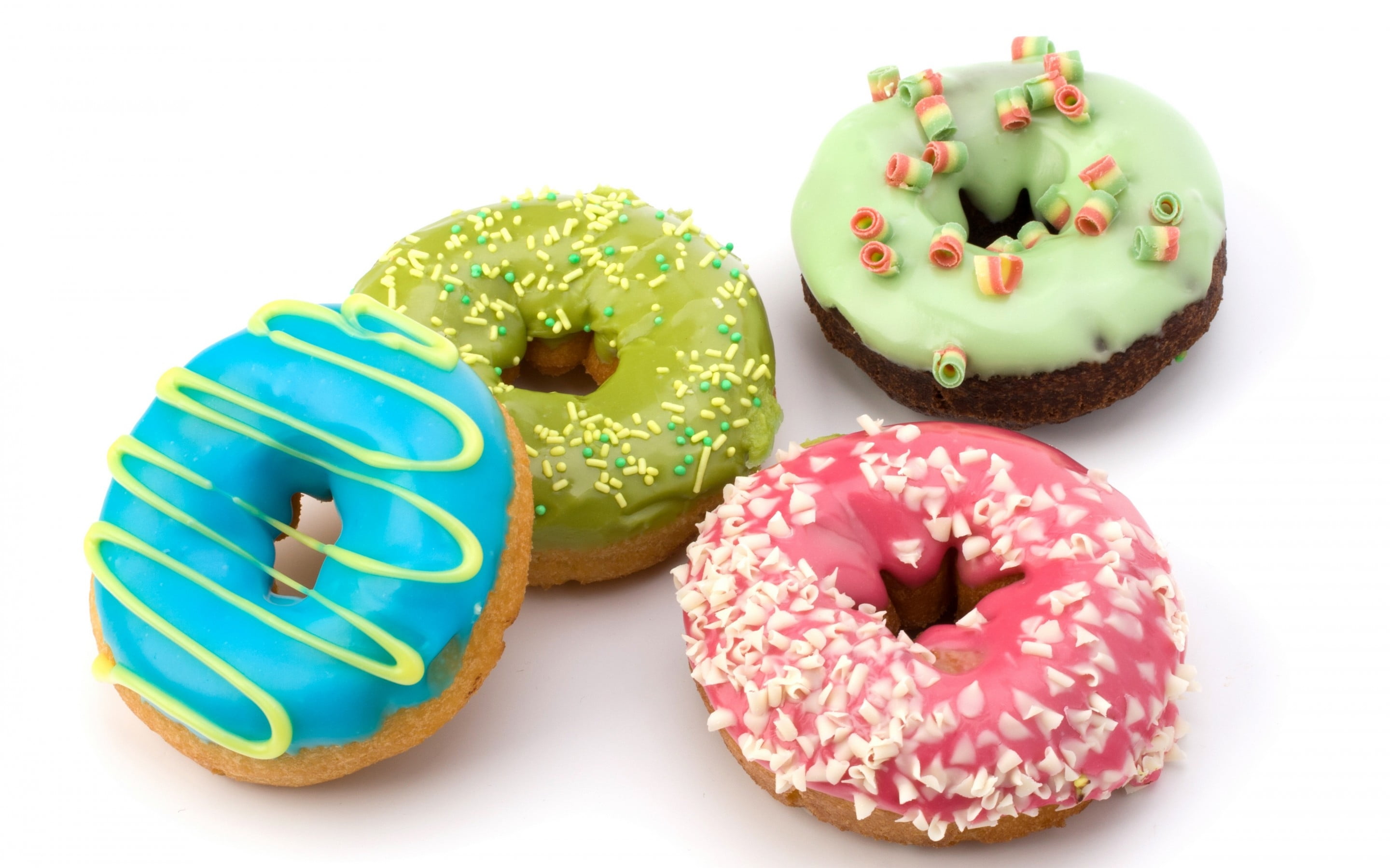 Four Assorted Flavor Donuts Hd Wallpaper - 4 Donuts , HD Wallpaper & Backgrounds