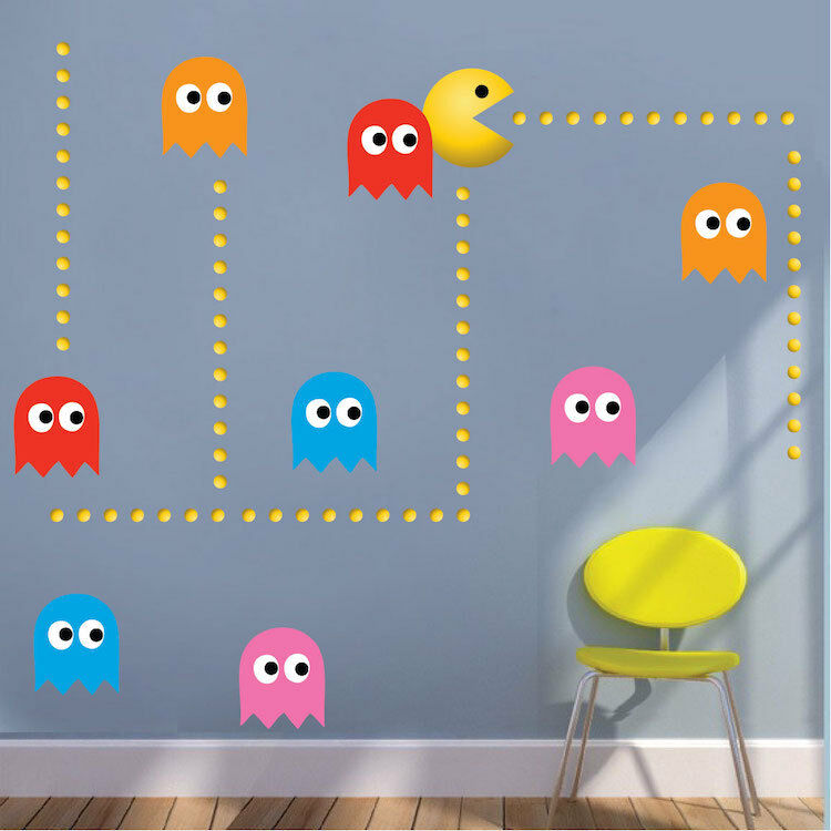 Details About Game Room Decals Play Room Wall Designs - Pacman Wall , HD Wallpaper & Backgrounds