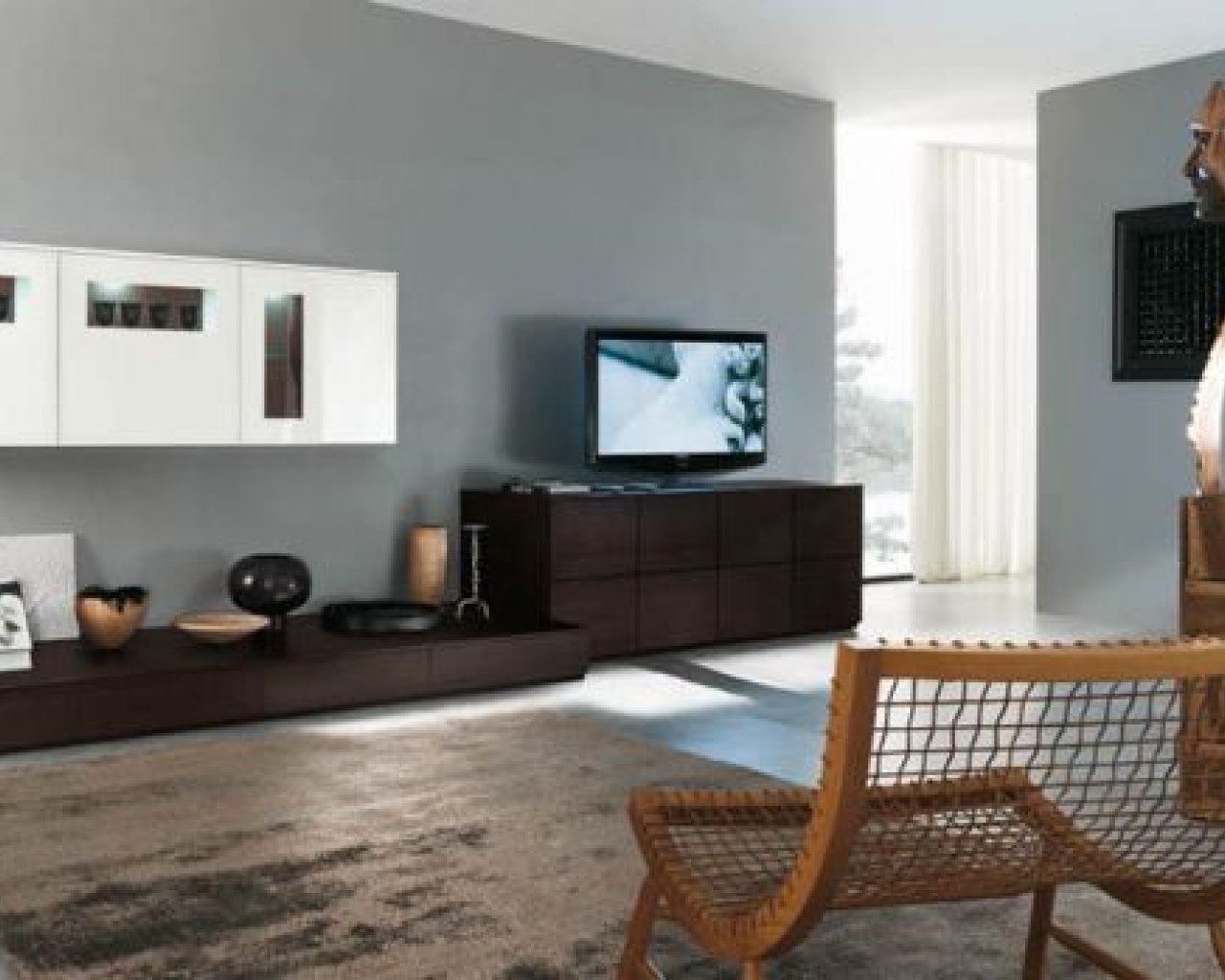Gray Wall Brown Furniture Walls Couch Living Living Room