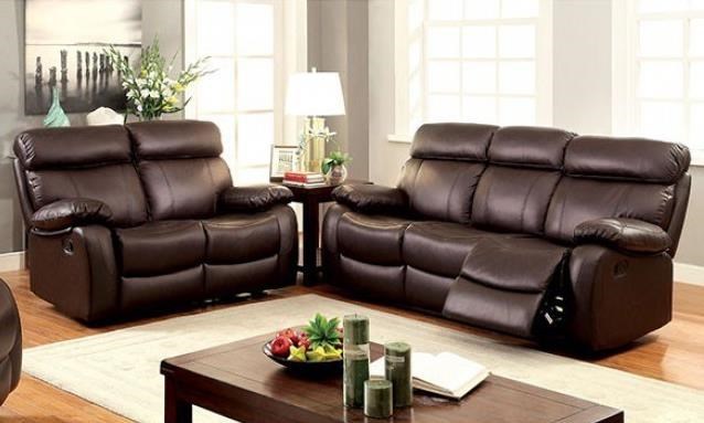 Furniture Of America Myrtle Casual Reclining Leather - Reclining Brown Sofa Living Room , HD Wallpaper & Backgrounds