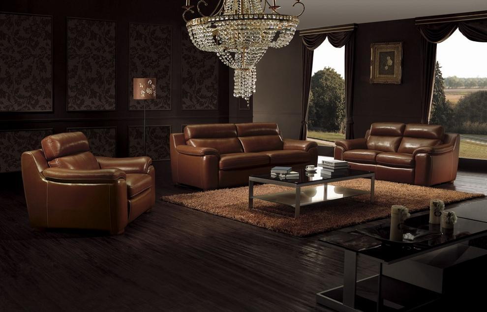 Classic Living Room Decorating Ideas With Brown Leather - All Brown Living Room , HD Wallpaper & Backgrounds