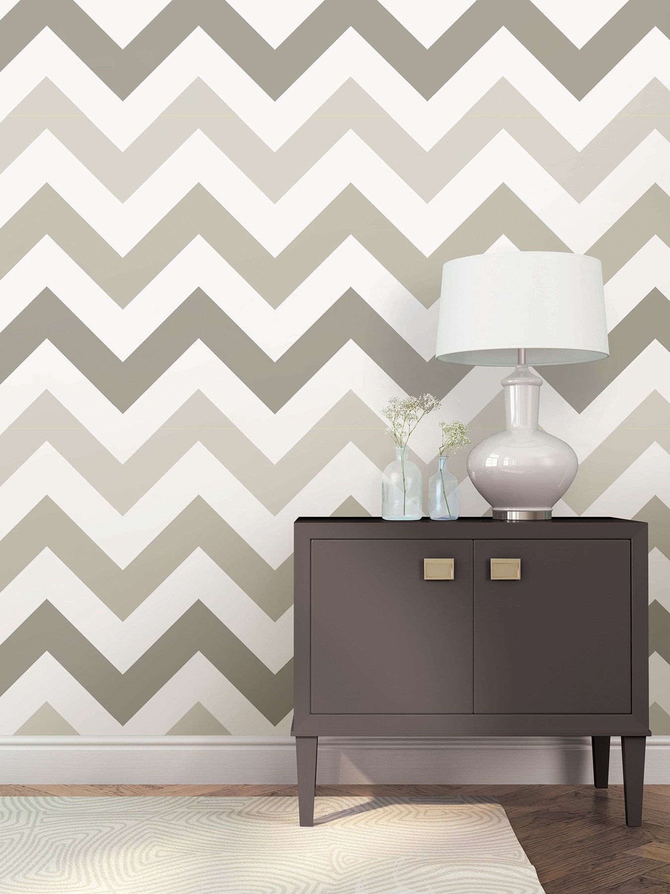 Taupe Zig Zag Wallpaper Roll - Zig Zag On Wall , HD Wallpaper & Backgrounds