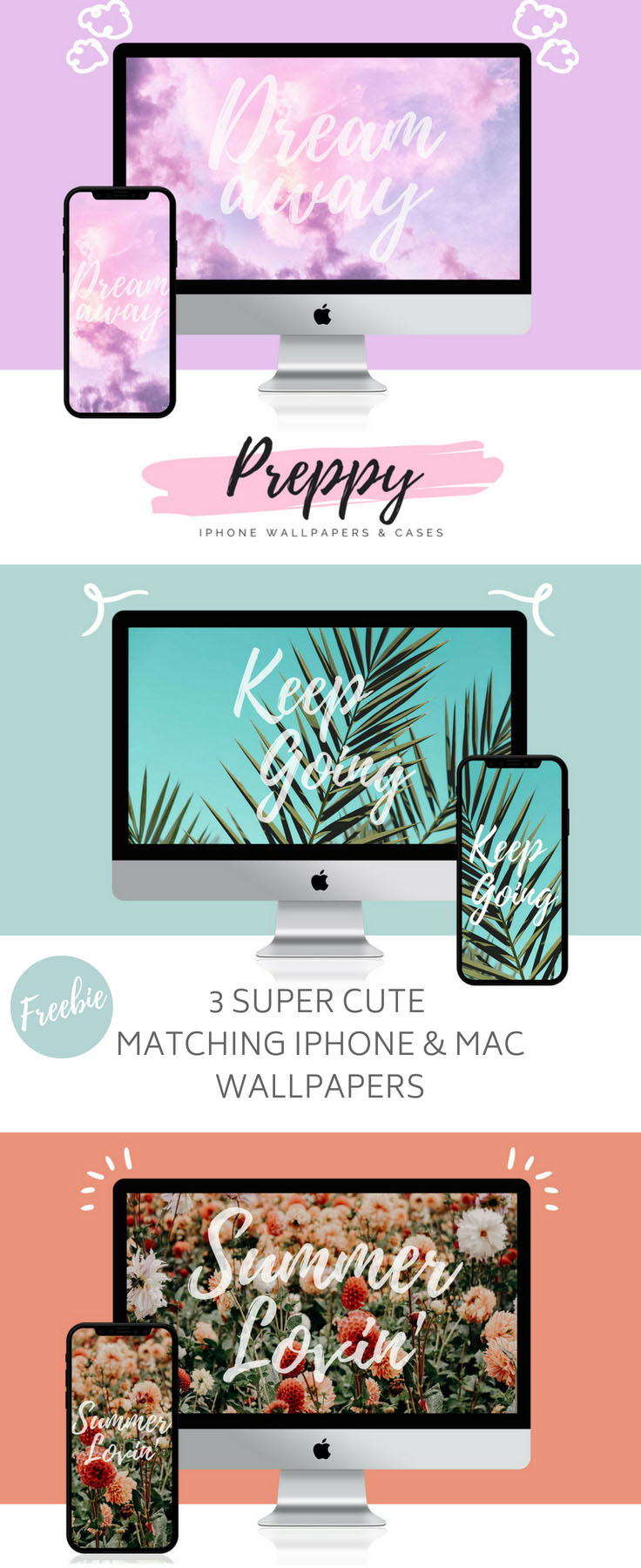 3 Super Cute Matching Iphone Mac Wallpapers By Preppywallpapers - Matching Macbook And Iphone , HD Wallpaper & Backgrounds