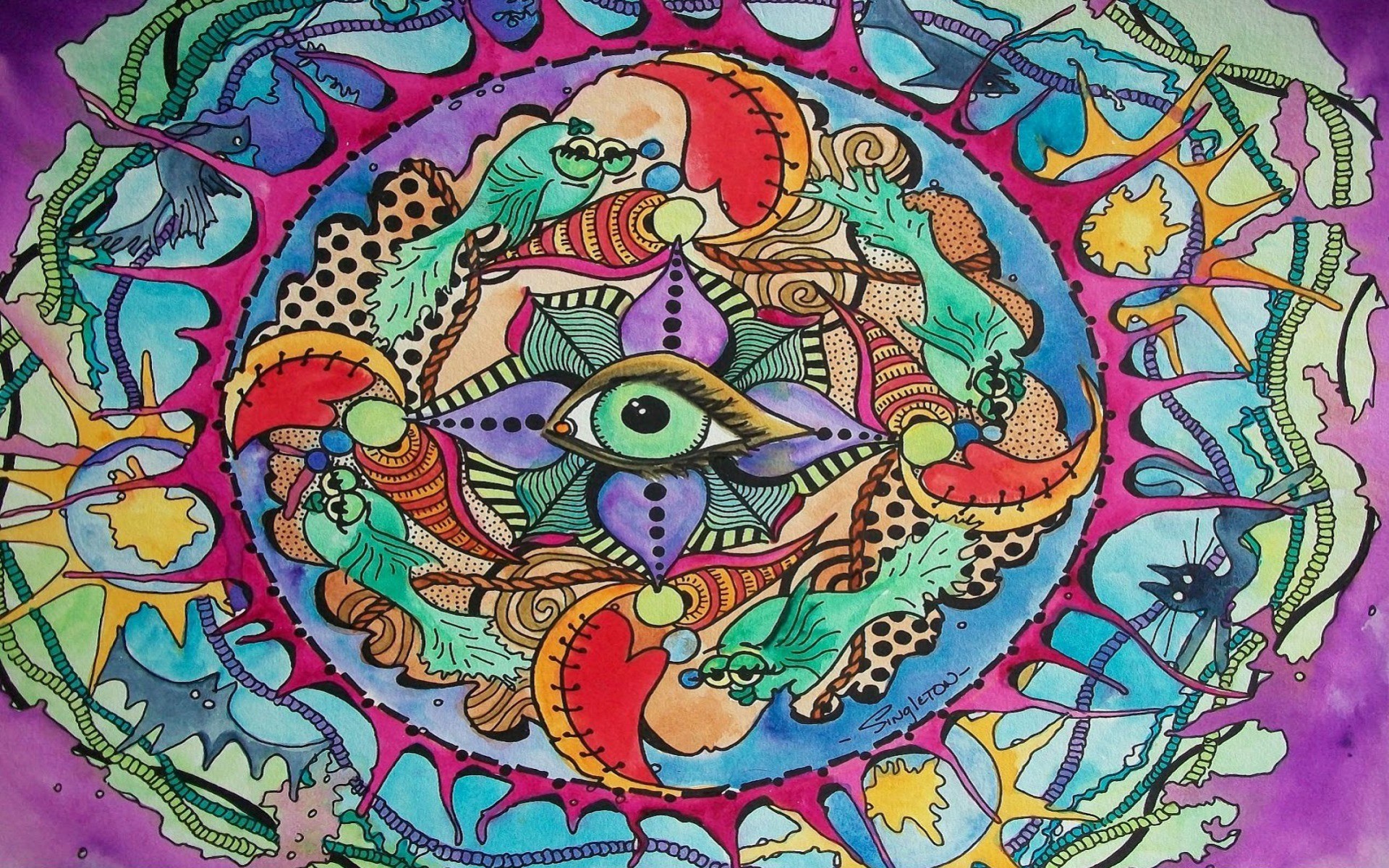 Trippy Hippie Wallpaper - Hippie Artwork , HD Wallpaper & Backgrounds