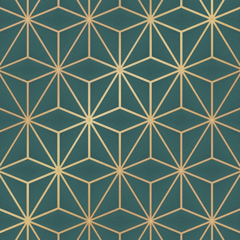 Astral Metallic Wallpaper Emerald Green, Gold - Geometric Wall Paper , HD Wallpaper & Backgrounds