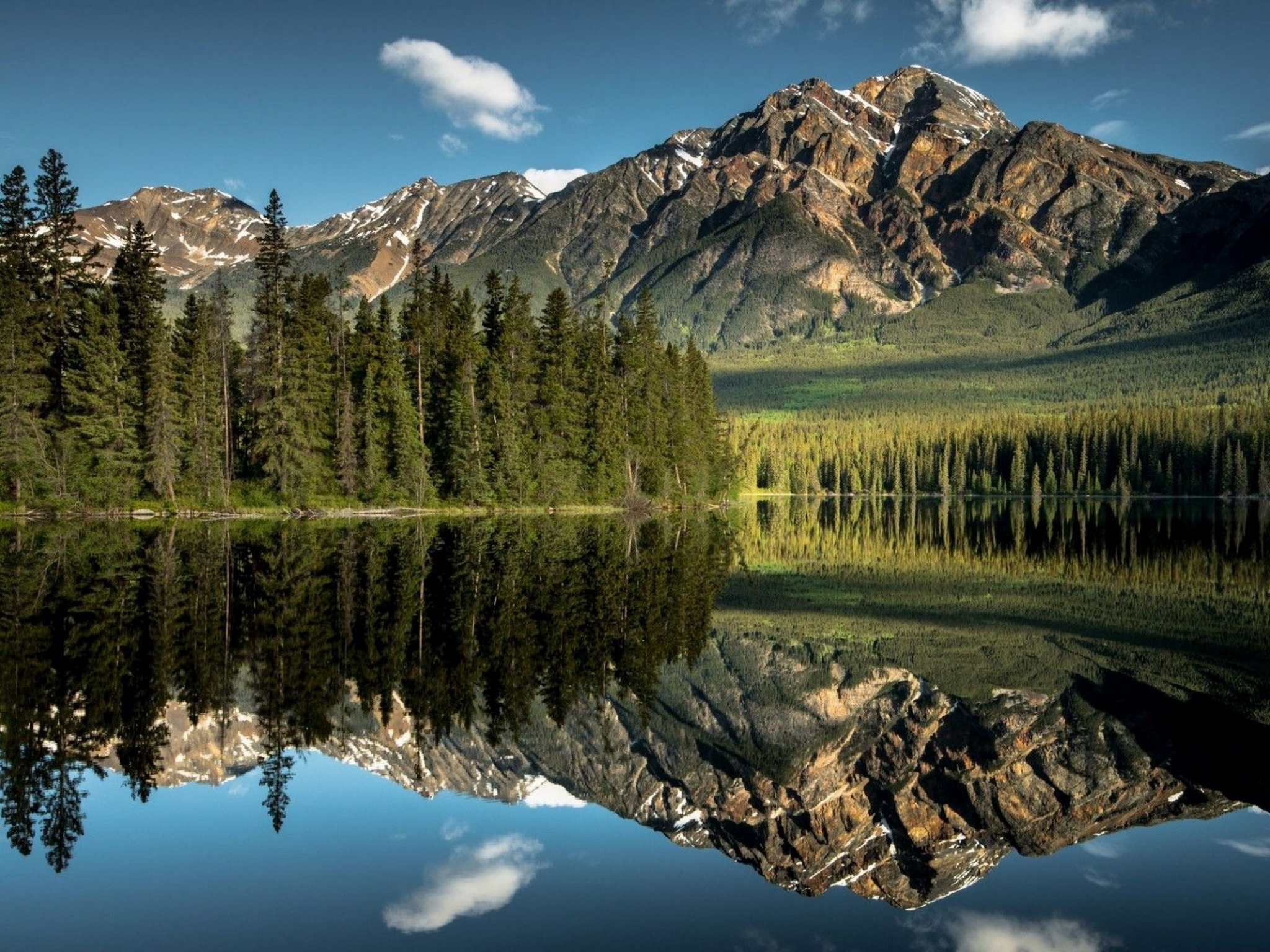 Jasper, National Park, Park, Sky, Mountain Wallpaper - Forest Mirror Water , HD Wallpaper & Backgrounds