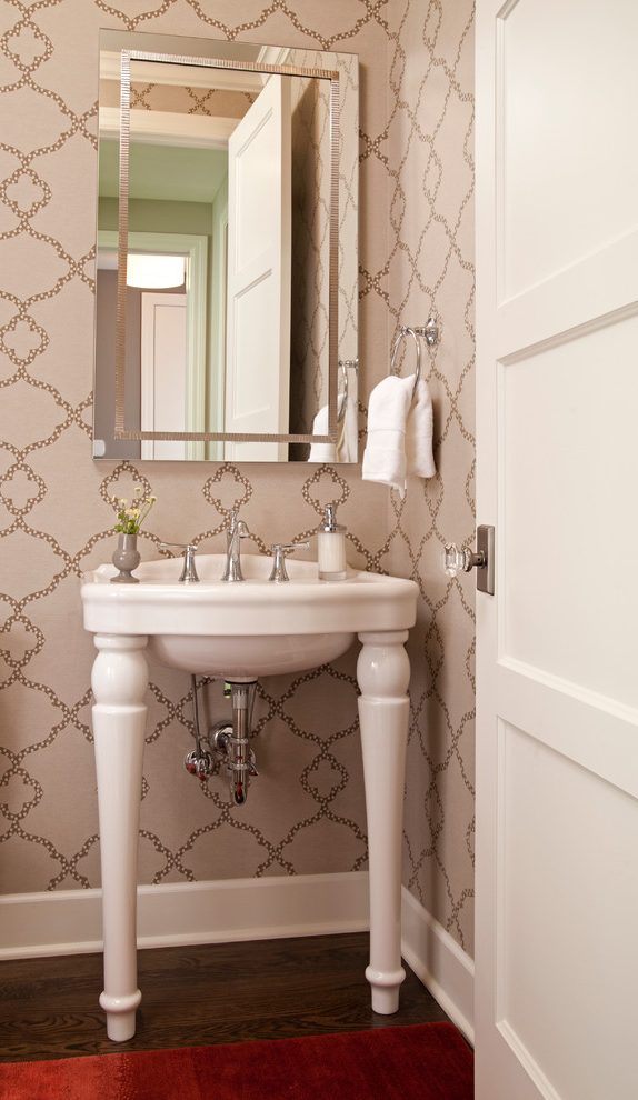 Minneapolis Dwell Studio Wallpaper Powder Room Traditional - Bathroom , HD Wallpaper & Backgrounds
