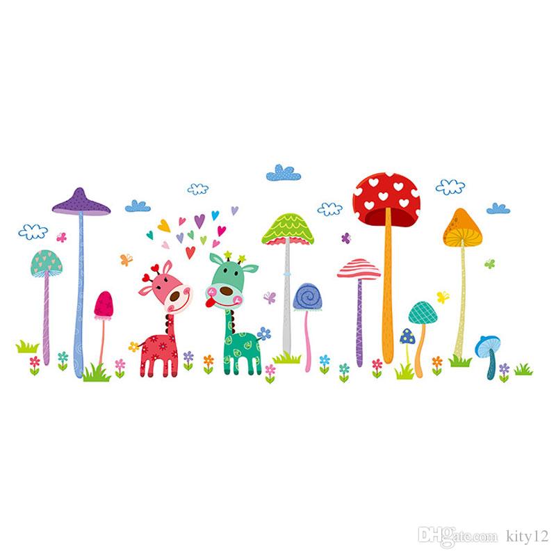 New Arrival Removable Wall Stickers Cute Cartoon Giraffes - Kids Room , HD Wallpaper & Backgrounds
