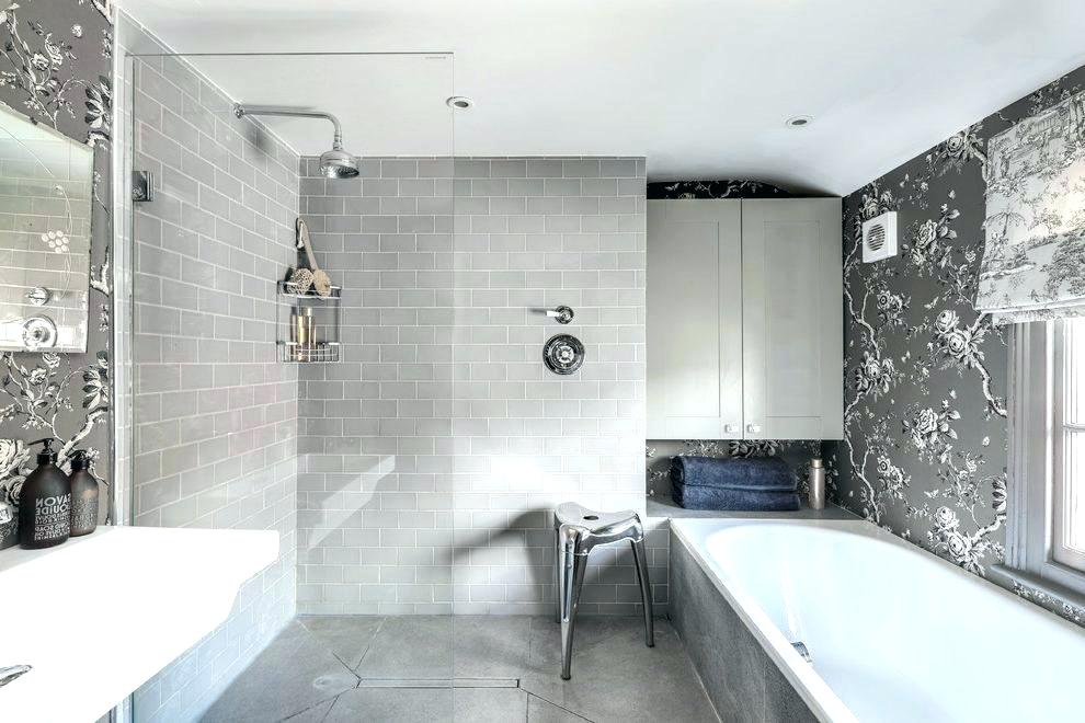 Cool Bathroom Wallpaper Modern Contemporary Bathroom - Grey Textured Wallpaper In Bathroom , HD Wallpaper & Backgrounds