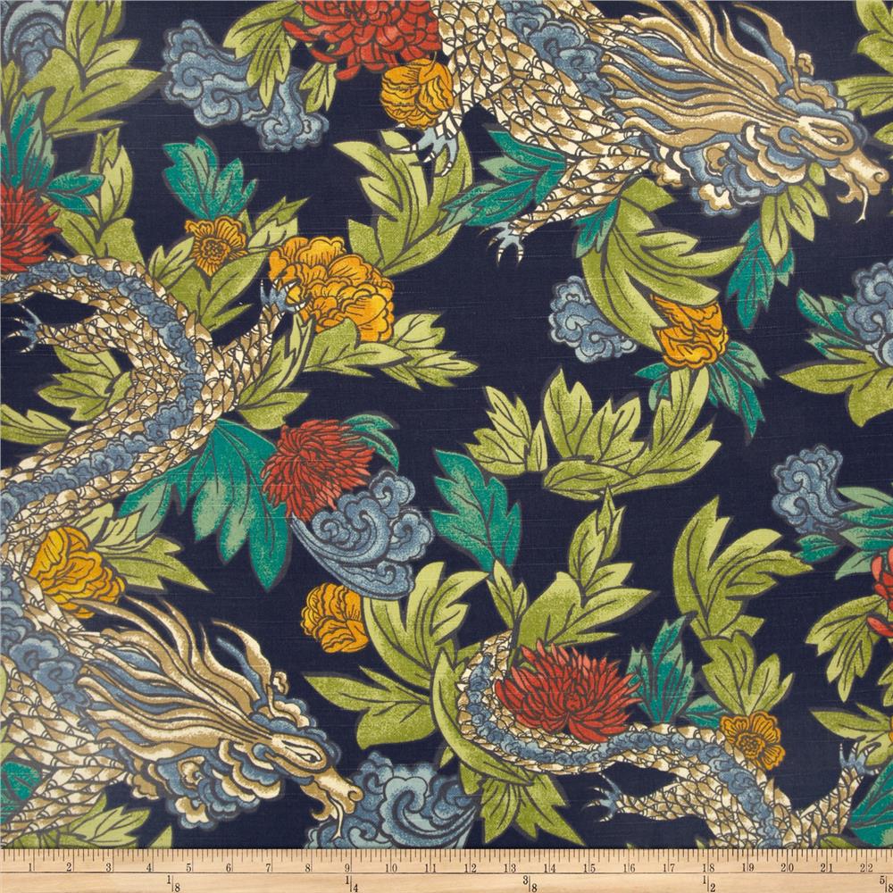 Dwell Studio Ming Dragon Admiral - Robert Allen Ming Dragon Fabric , HD Wallpaper & Backgrounds