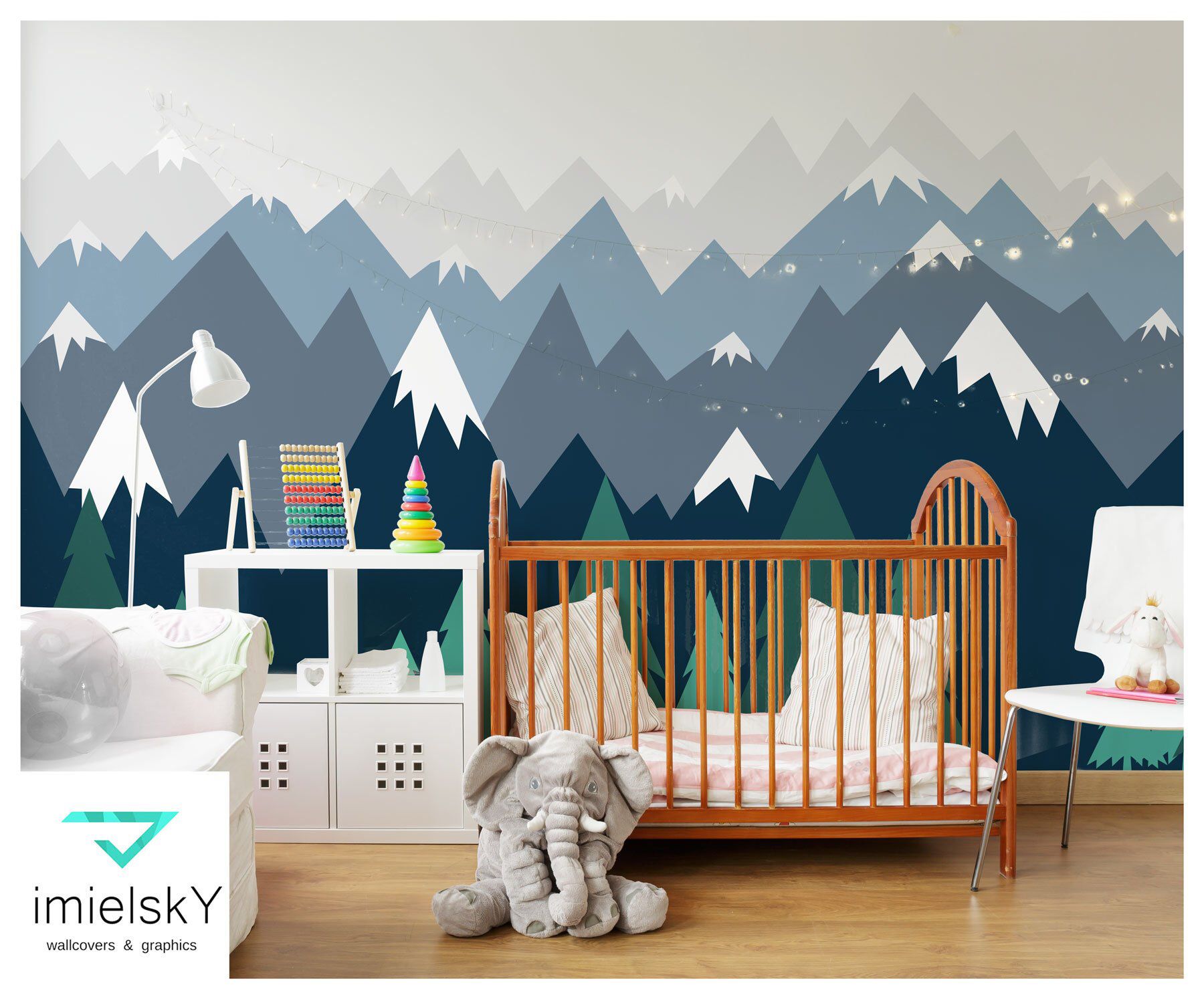 Mountain Wallpaper Decals Nursery Baby Room Navy Blue - Mountain Wallpaper Nursery , HD Wallpaper & Backgrounds