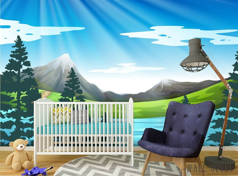 Mountain Wallpaper Nursery Mural Self-adhesive Kids - Kids Mountain Nursery , HD Wallpaper & Backgrounds