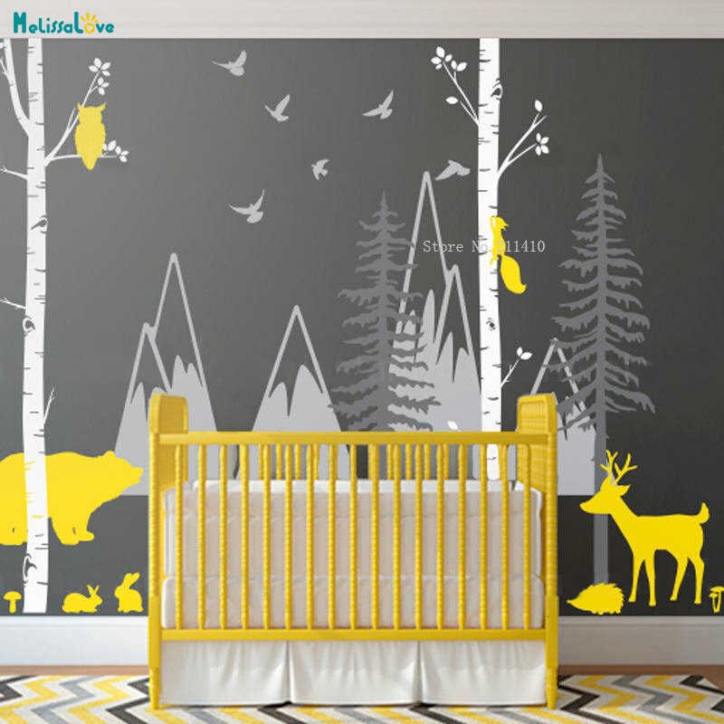Woodland Mountain Decal Home Decor For Kids Baby Room - Nursery Wall Tree , HD Wallpaper & Backgrounds