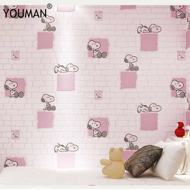 Wallpapers Youman Kids Room Cartoon Dog Wallpaper Roll - Background Pink Bata , HD Wallpaper & Backgrounds