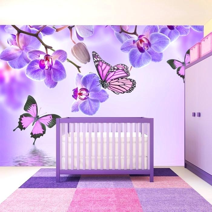 Baby Girl Nursery Floral Wallpaper For Kids Room Best - Butterfly Wallpaper For Girls Bedroom , HD Wallpaper & Backgrounds