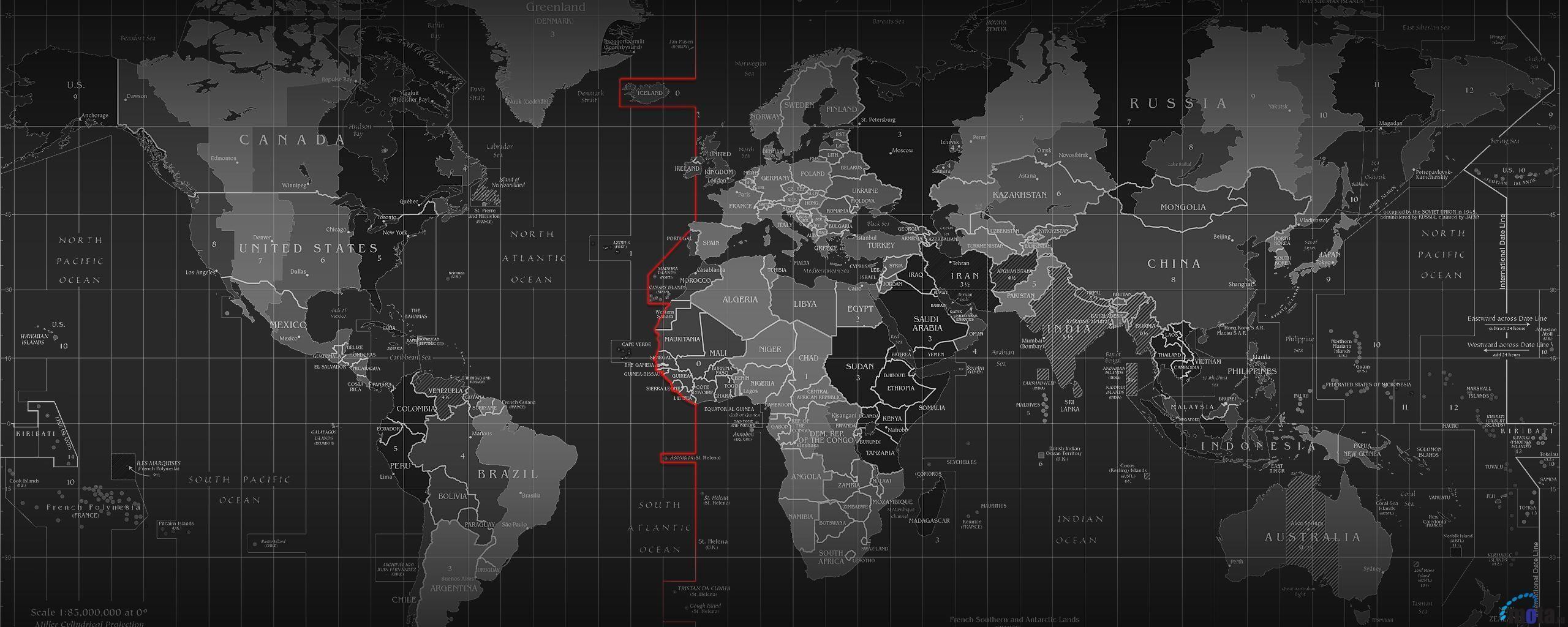 Dual Monitor Wallpaper World Map