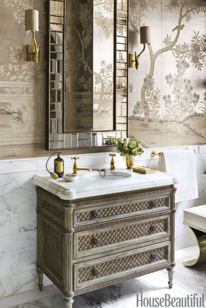 Gracie Wallpaper, Restoration Hardware Sink Cabinet - House Beautiful , HD Wallpaper & Backgrounds