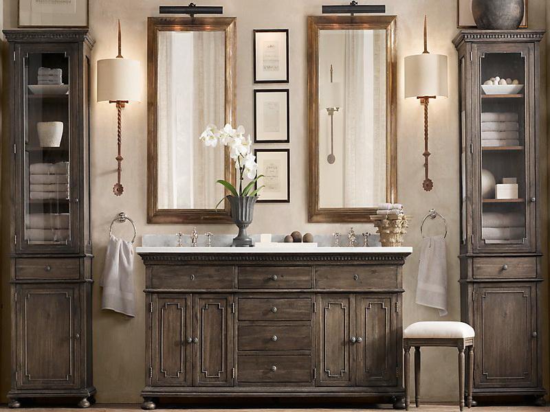 Bath Cabinet Hardware 2017 Grasscloth Wallpaper Restoration - Barn Door Mirror Over Vanity , HD Wallpaper & Backgrounds