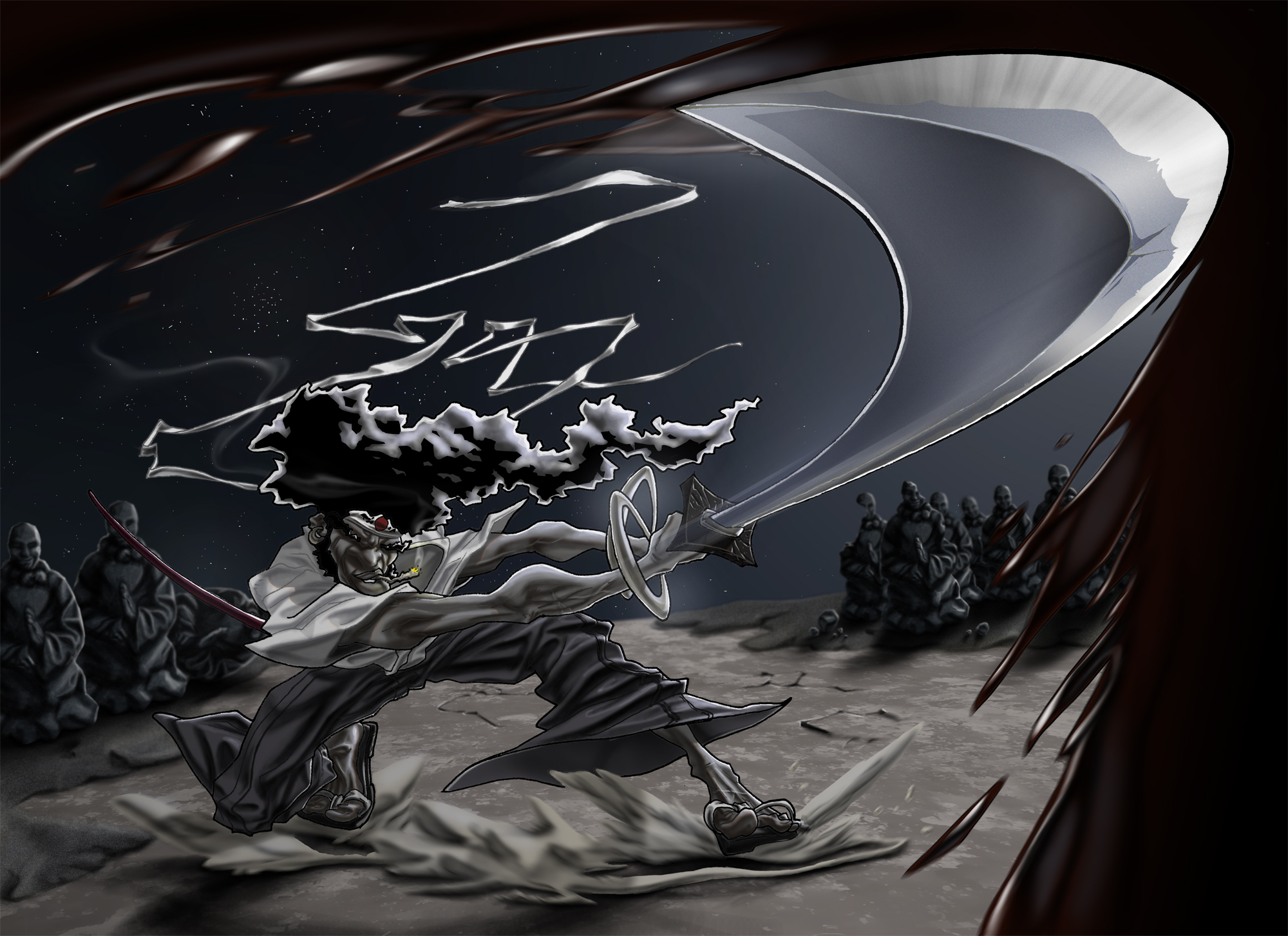 Afro Samurai Wallpaper - Afro Samurai Wallpaper Dark , HD Wallpaper & Backgrounds