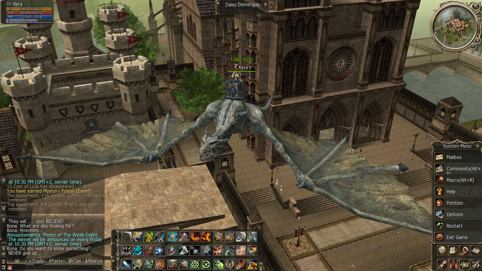Flying With Wyvern - Lineage 2 , HD Wallpaper & Backgrounds