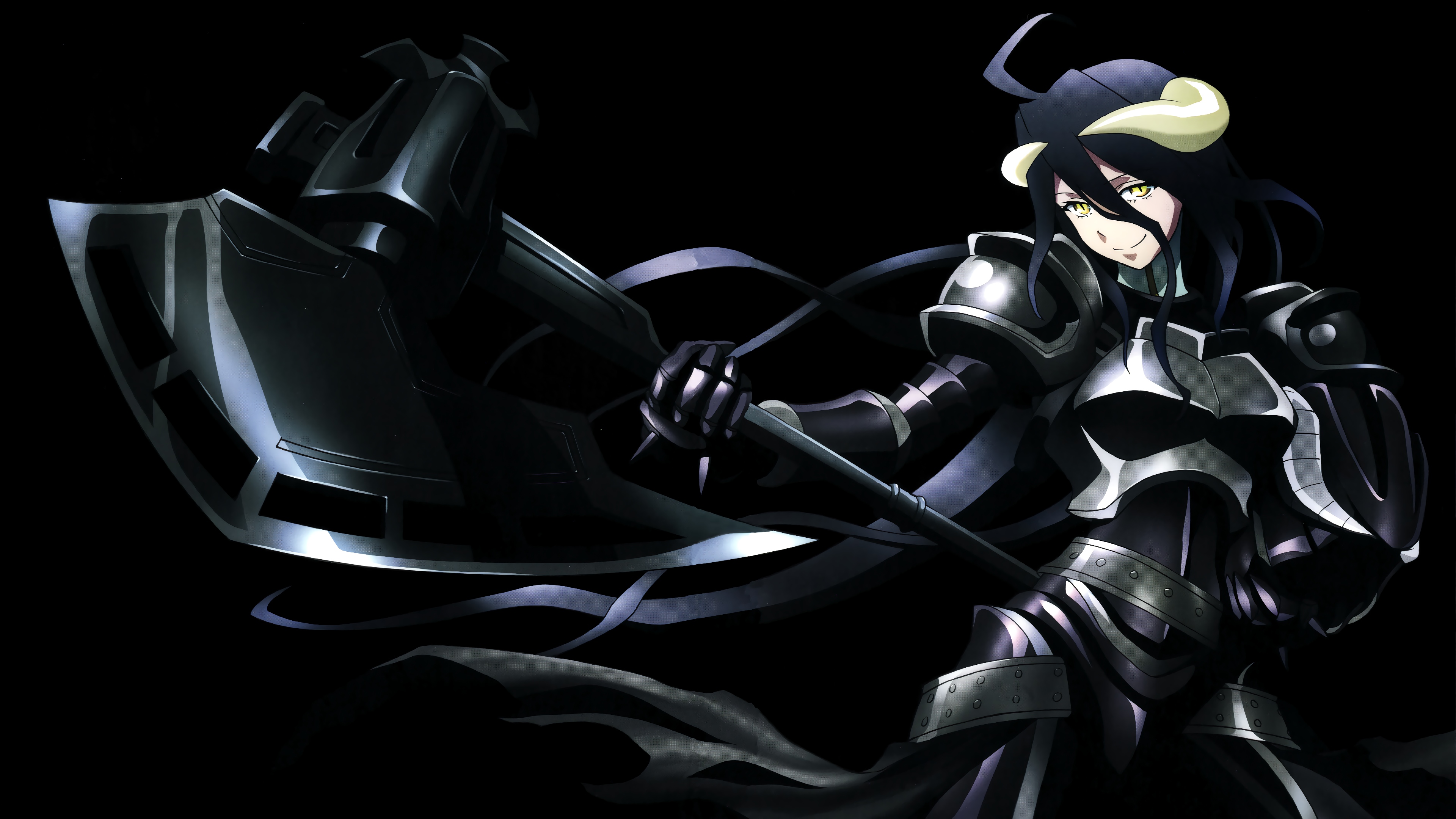 Dark, Anime, Albedo , Overlord (anime), Axe - Overlord Albedo Black Armor , HD Wallpaper & Backgrounds
