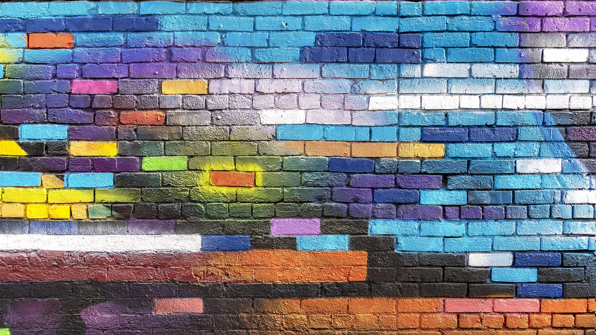 Wallpaper Wall, Brick, Colorful, Paint, Street Art, - Colorful Wall Background Hd , HD Wallpaper & Backgrounds