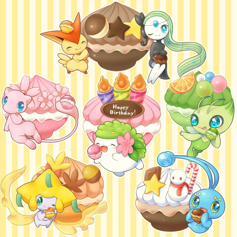Pokémon, Pixiv, Mew, Jirachi, Manaphy, Shaymin, Celebi, - Cute Pokemon Happy Birthday , HD Wallpaper & Backgrounds