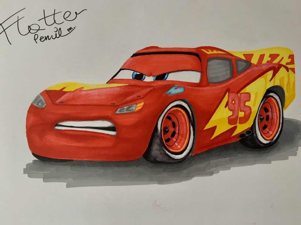 Beautiful Lightning Mcqueen Drawing Easy Games Step - Cars 3 Lightning Mcqueen Painting , HD Wallpaper & Backgrounds