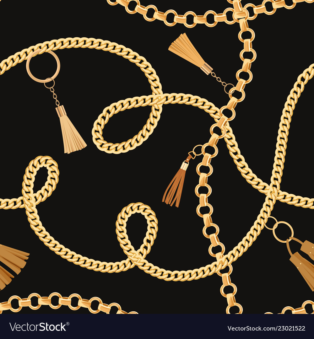 Fashion Seamless Pattern With Golden Chains Fabric - Chains Pattern , HD Wallpaper & Backgrounds