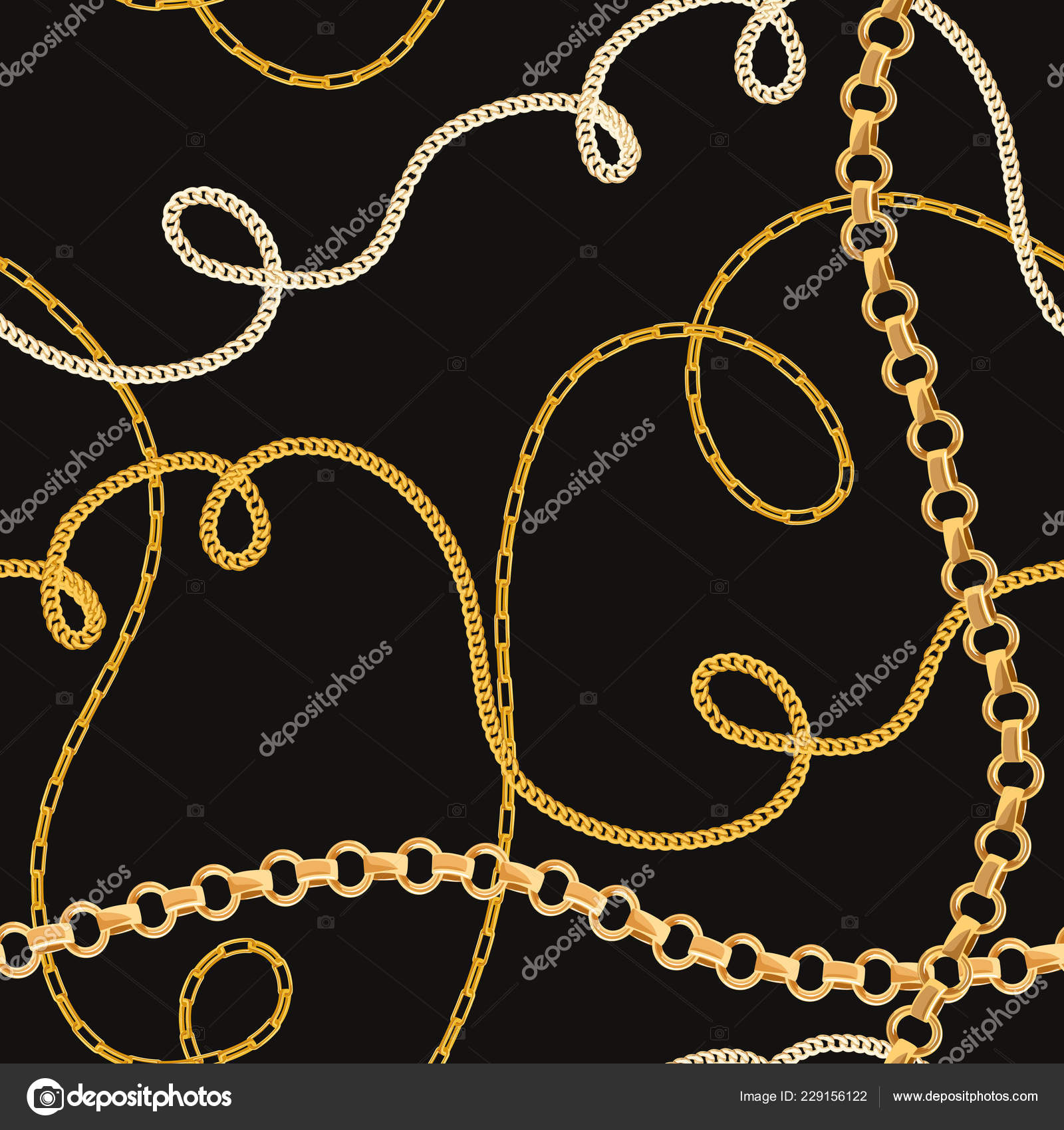 Golden Chains Seamless Pattern - Fabric Jewellery Print , HD Wallpaper & Backgrounds