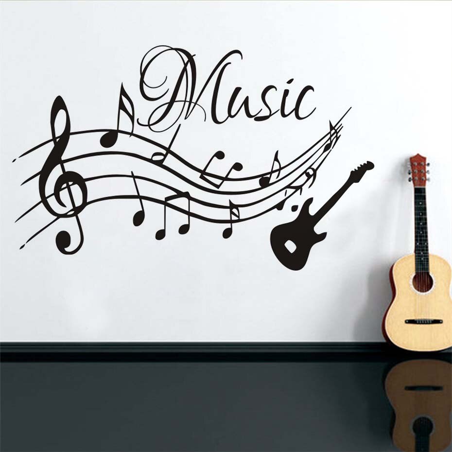High Quality Musical Notes Music Guitar Vinyl Wall - Musica Imagenes Para Fondo De Pantalla De Notas Musicales , HD Wallpaper & Backgrounds