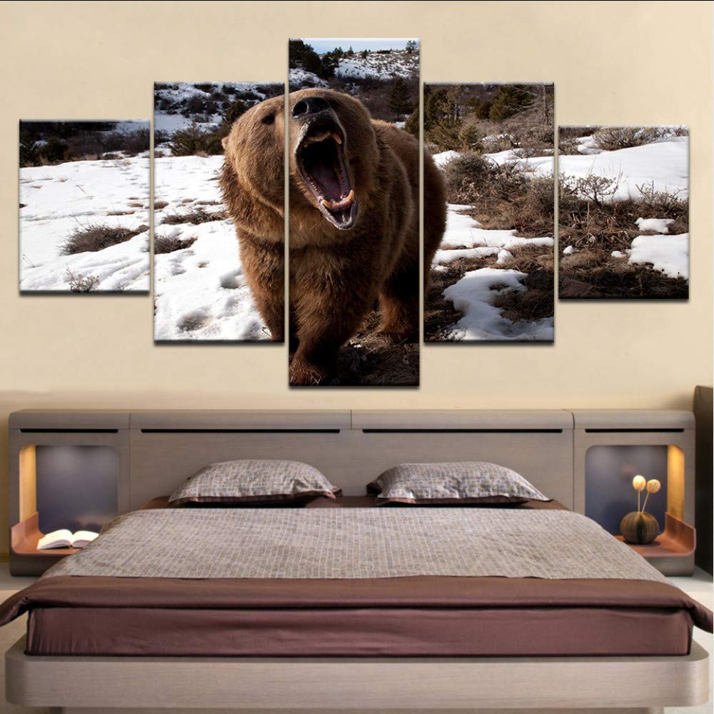 Hhlwl Brown Bear Live Wallpaper 5 Panel Hd Print Animal - Game Of Thrones 5 Piece Canvas , HD Wallpaper & Backgrounds