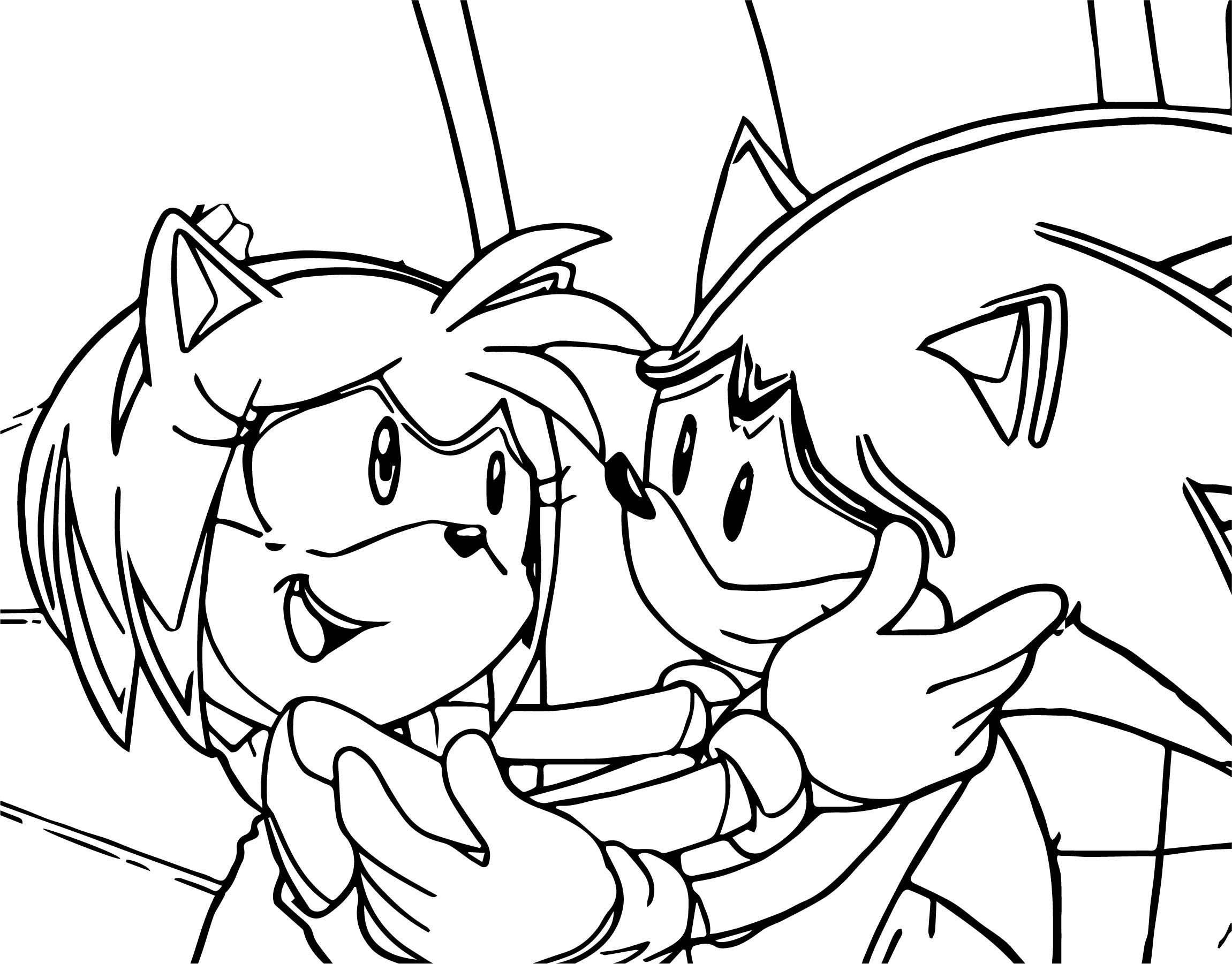 Rose Coloring Pages Malvorlagen Amy Rose And Sonic - Sonic And Amy Coloring Page , HD Wallpaper & Backgrounds