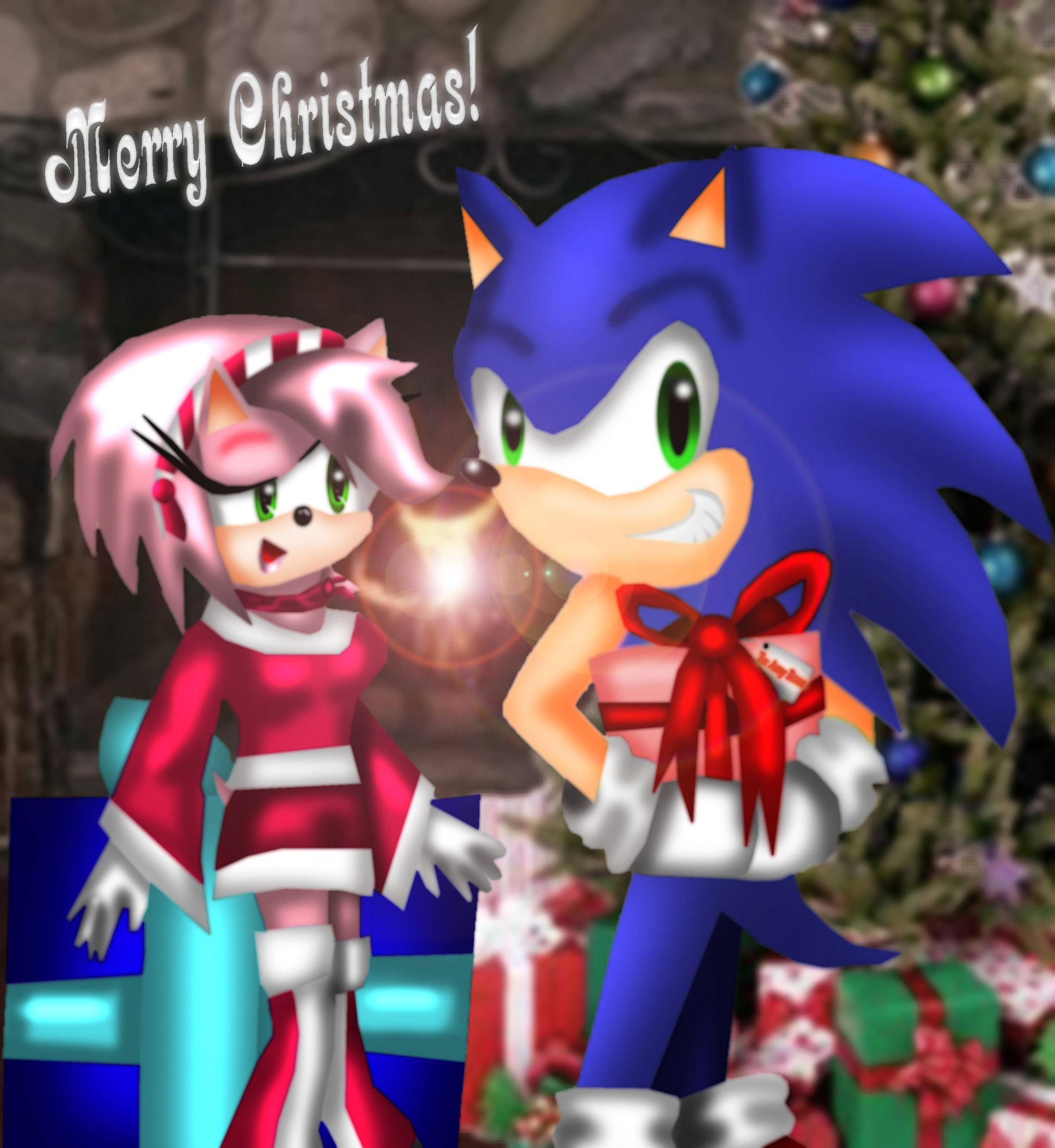 Amy Rose Images Sonamy Christmas Hd Wallpaper And Background - Sonic Amy Christmas , HD Wallpaper & Backgrounds