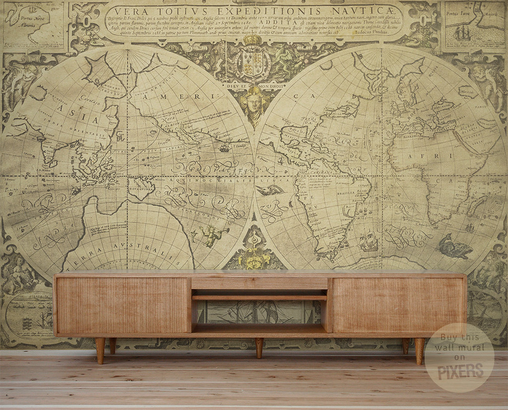 World Map Wall Mural Tags - Old World Map , HD Wallpaper & Backgrounds