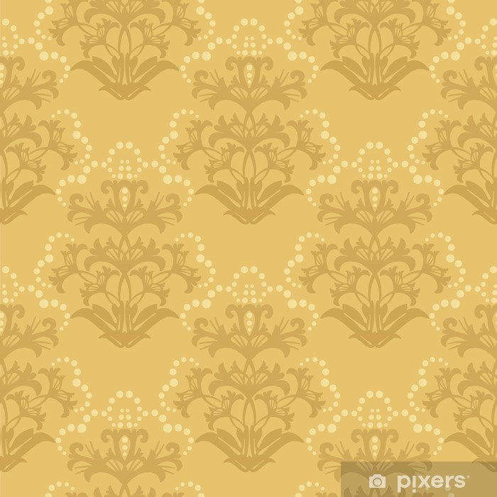Seamless Golden Floral Wallpaper Vinyl Wall Mural - Floral , HD Wallpaper & Backgrounds