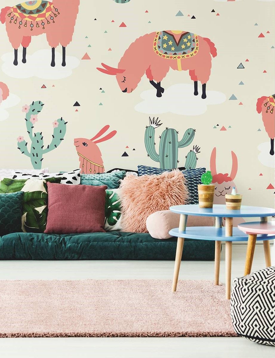 #livingroom #llama #colors #homedecor #wallmural #wallpaper - Lama In My Livingroom , HD Wallpaper & Backgrounds