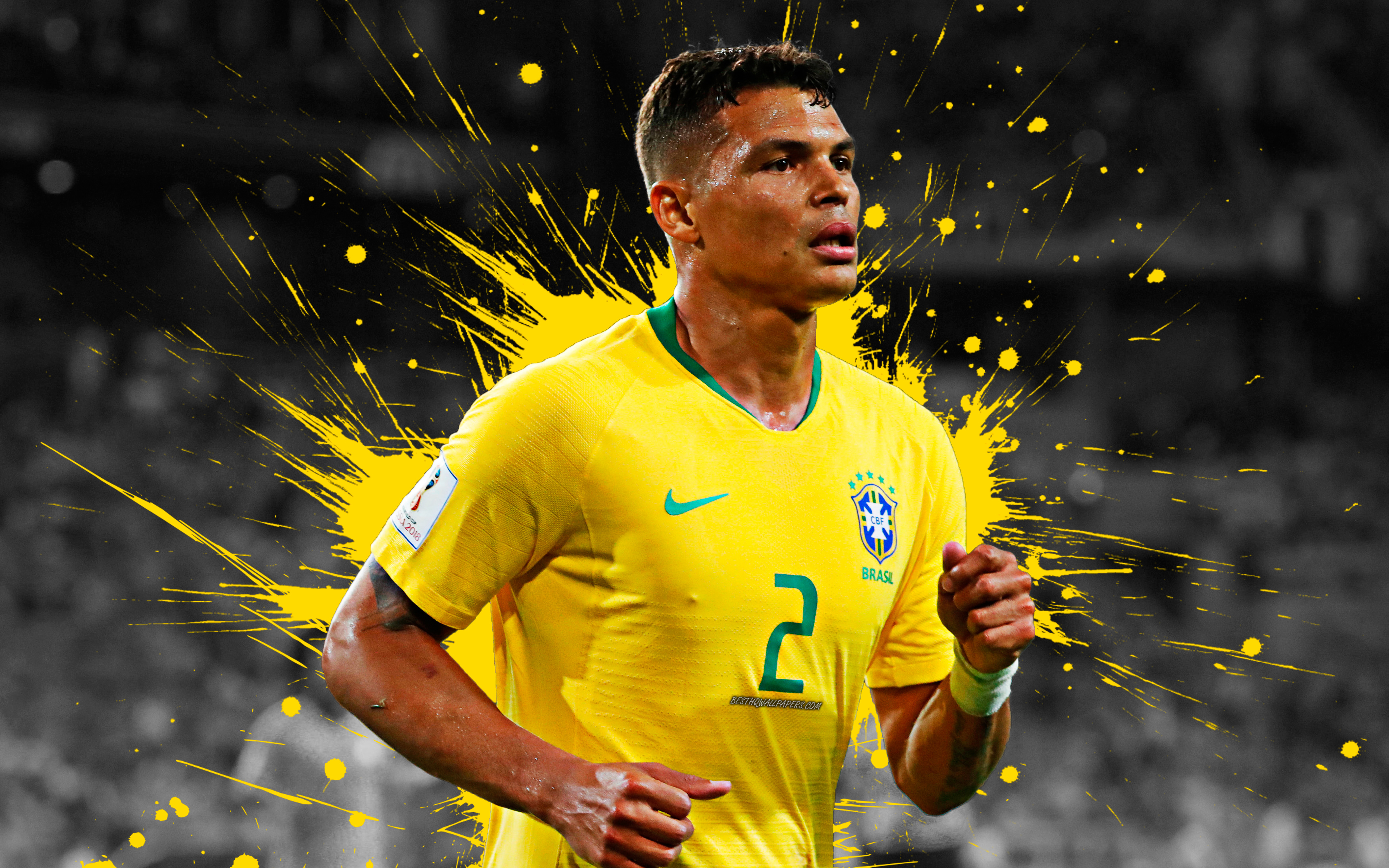 Thiago Silva, 4k, Brazil National Football Team, Art, , HD Wallpaper & Backgrounds