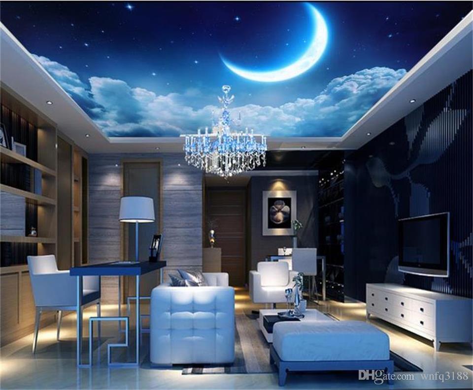 Custom 3d Photo Wallpaper Ceiling Living Room Mural - Night Sky Wallpaper For Ceiling , HD Wallpaper & Backgrounds
