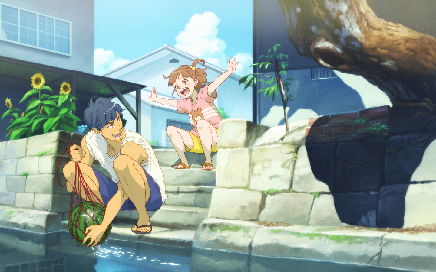Wallpaper Happy Anime Couple, Anime Girl, Anime Boy - Happy Couple Wallpaper Cartoon , HD Wallpaper & Backgrounds