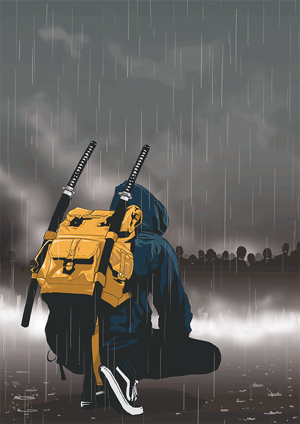 Selected Personal Illustrations - Survivor In The Rain , HD Wallpaper & Backgrounds