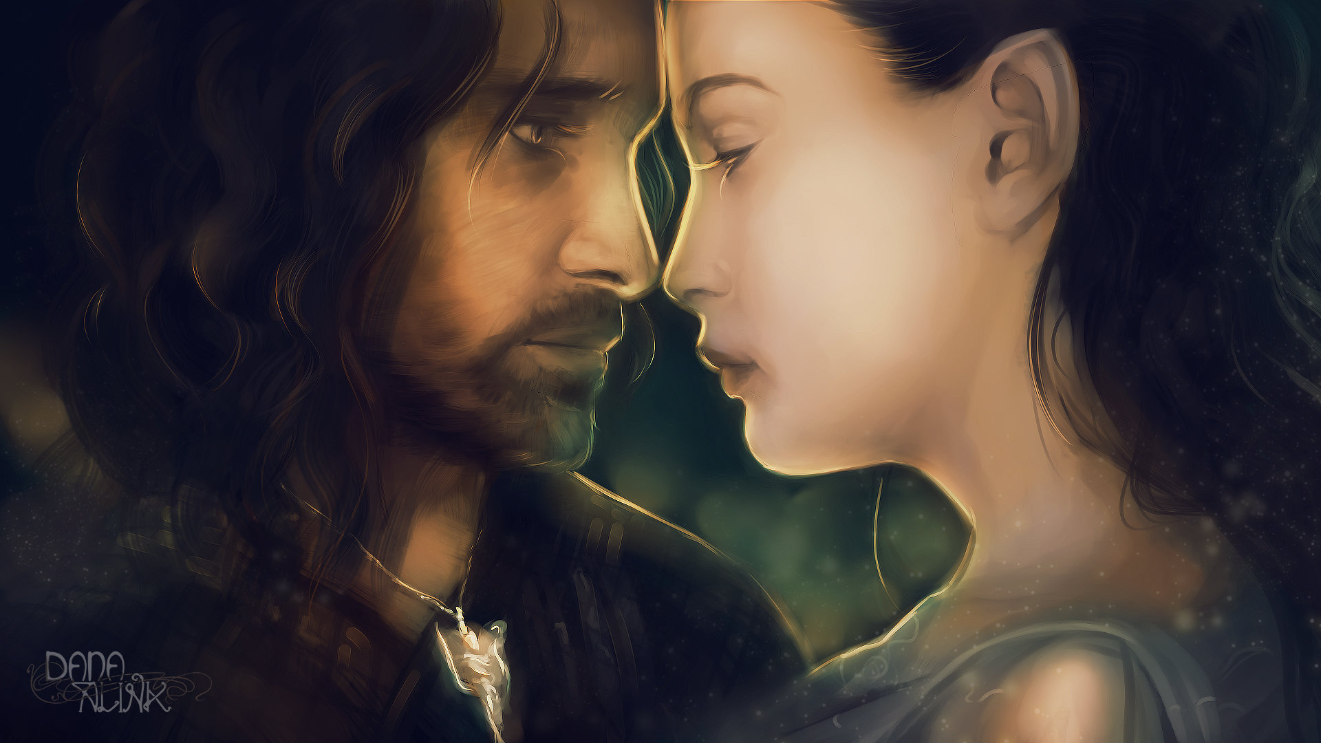 Dana Alink Aragorn And Arwen - Aragorn And Arwen Fan Art , HD Wallpaper & Backgrounds