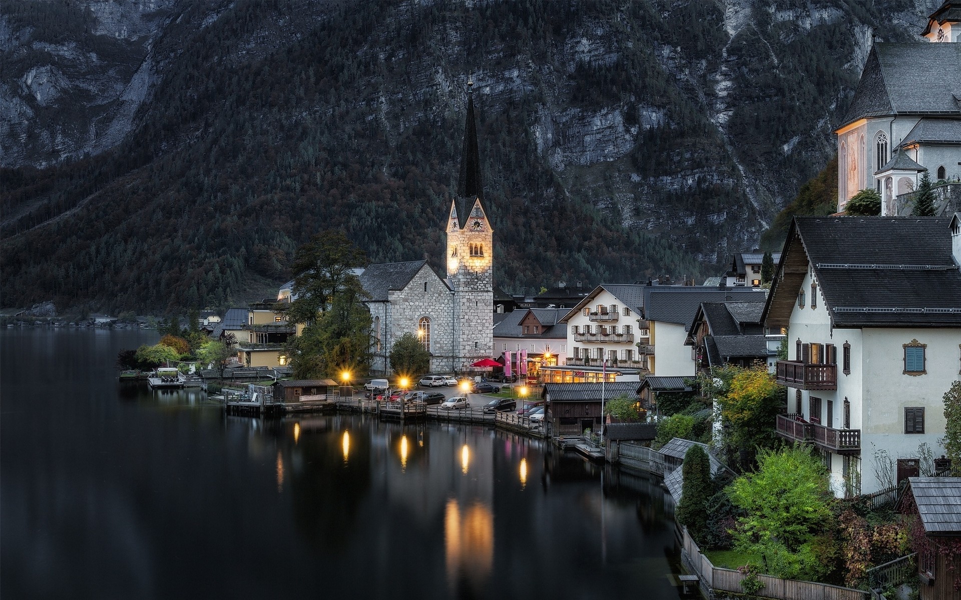 #nature, #sunset, #landscape, #reflection, #hallstatt, - Bad Goisern , HD Wallpaper & Backgrounds