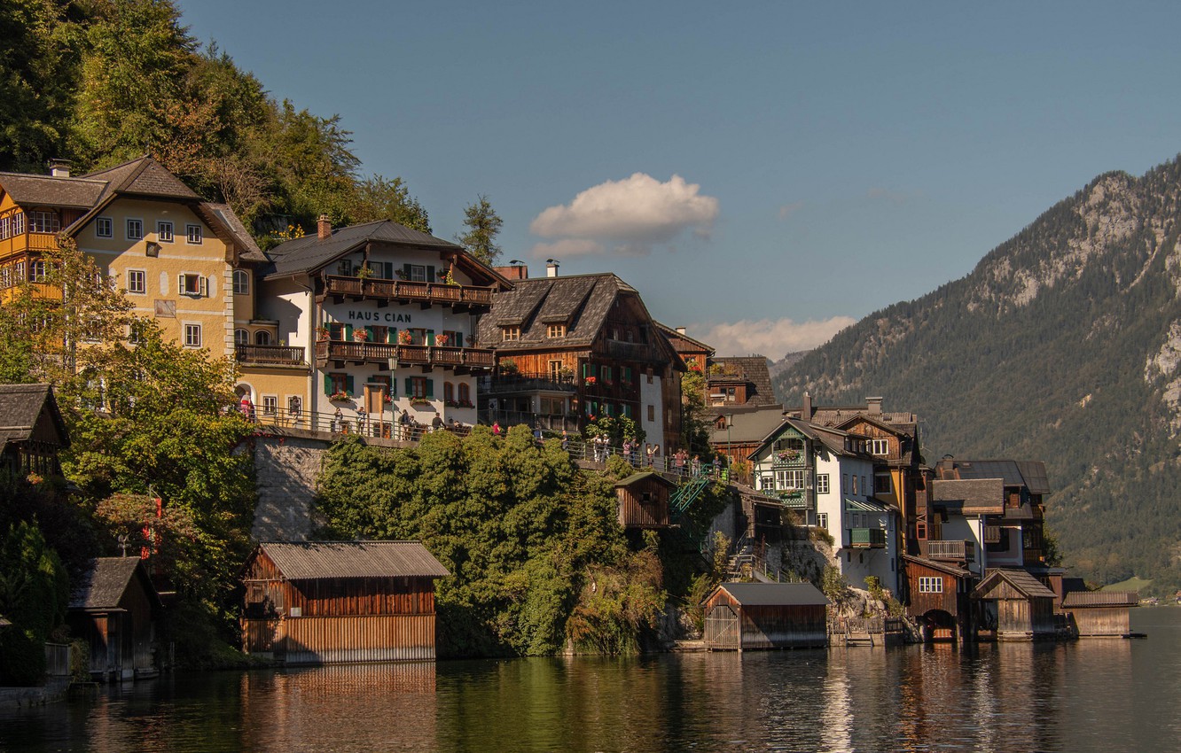 Photo Wallpaper Water, Mountains, Lake, Home, Austria, - Bad Goisern , HD Wallpaper & Backgrounds