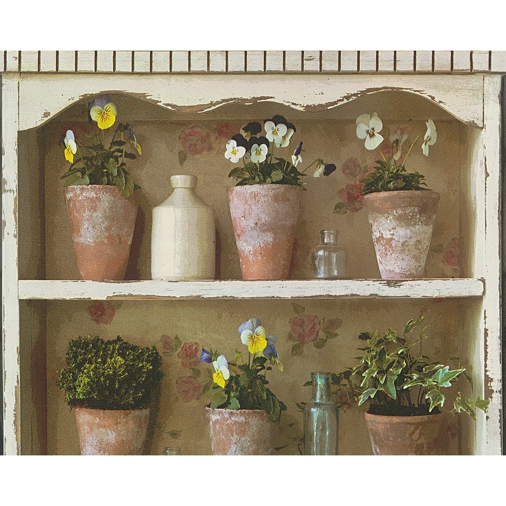 As Creation Flower Pot Mural Wallpaper Garden Shelf - Shelf Garden , HD Wallpaper & Backgrounds