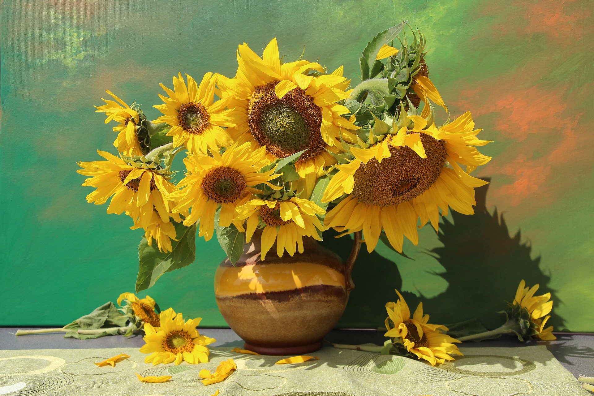 40 Sunflower Wallpapers For Hd Image - Sunflower Still Life Paintings , HD Wallpaper & Backgrounds