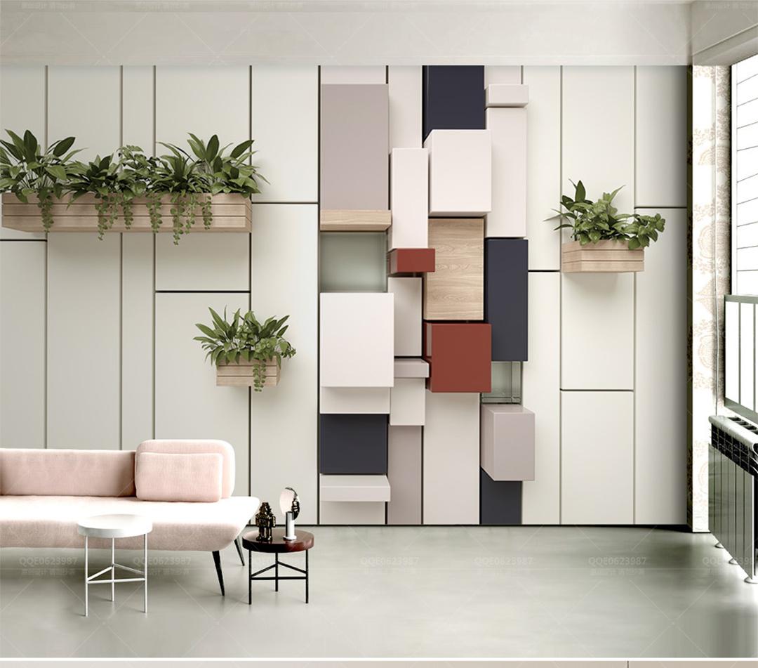 3d Wallpaper Custom Photo Mural Fashion Geometric Cube - Geometric Mural , HD Wallpaper & Backgrounds