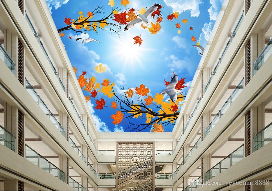 Custom 3d Ceiling Murals Wallpaper Hd Dreams Autumn - Vinyl Ceiling Wallpaper Trees , HD Wallpaper & Backgrounds